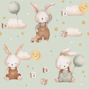 Bunnies on light green