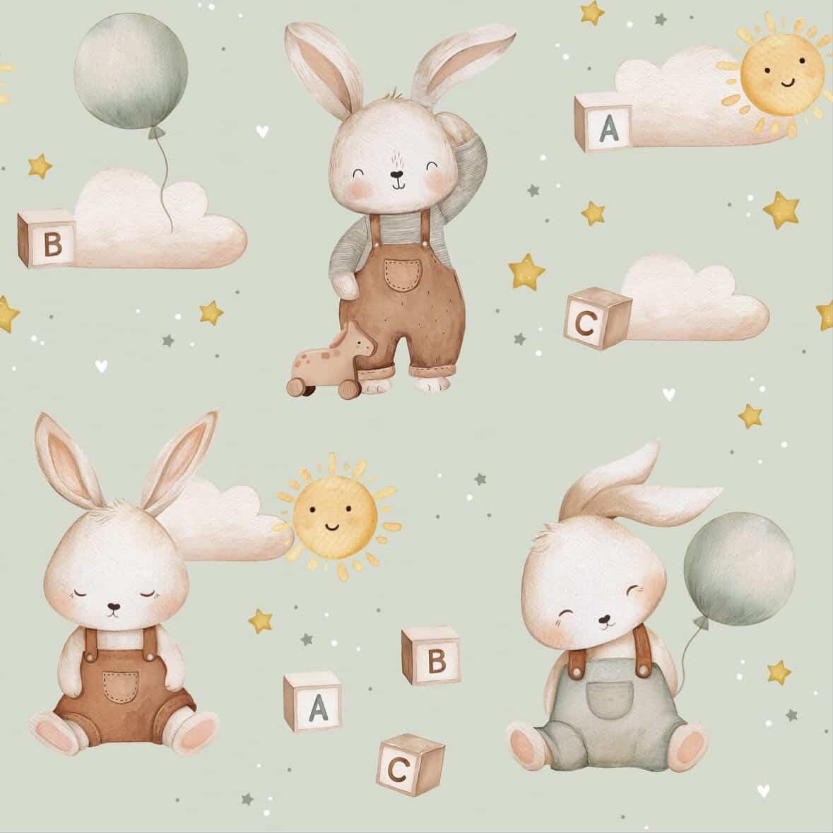Bunnies on light green