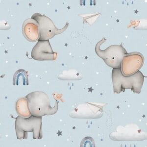 Elephants on blue
