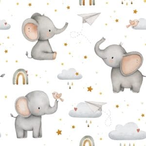 Elephants on white