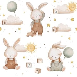 Bunnies on white