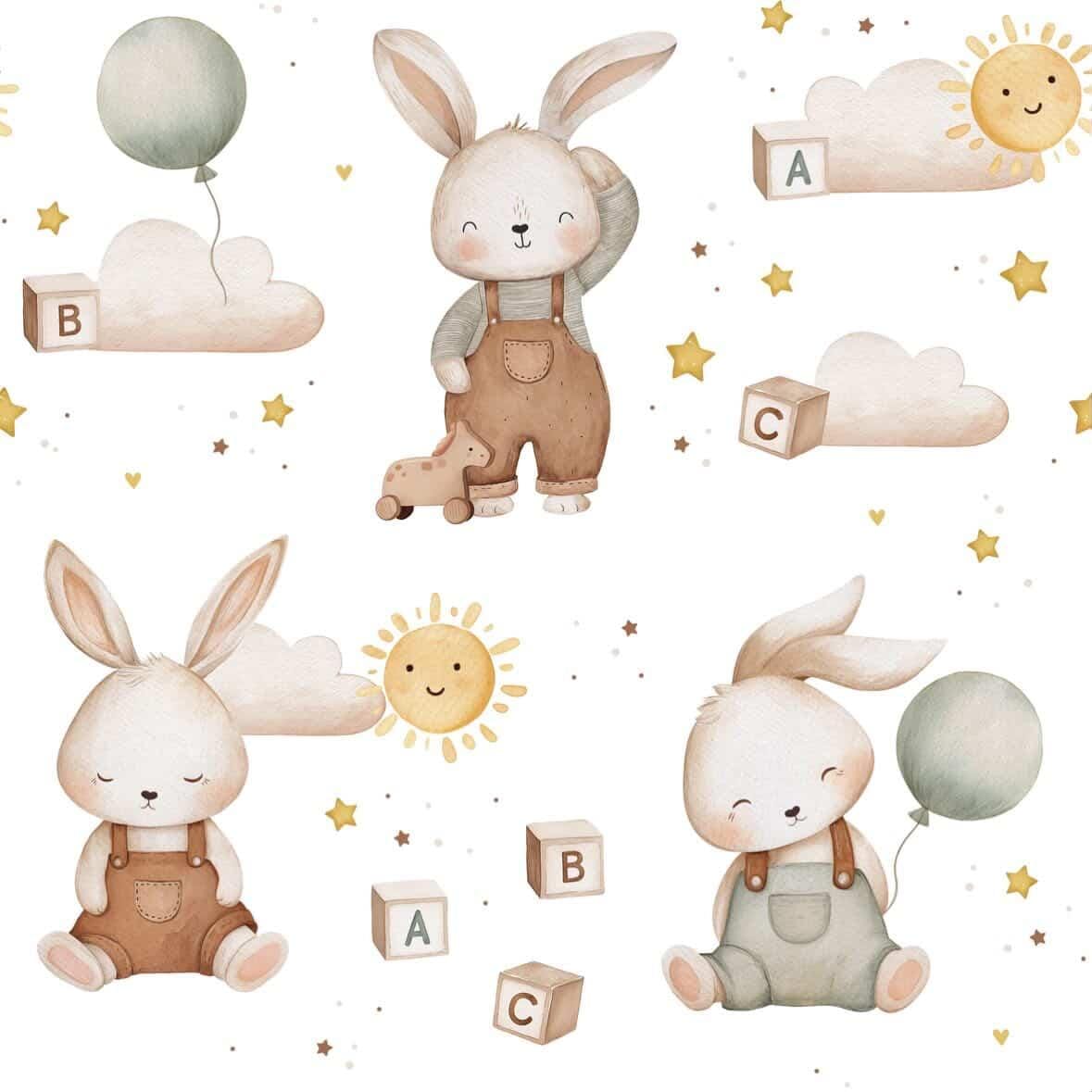 Bunnies on white