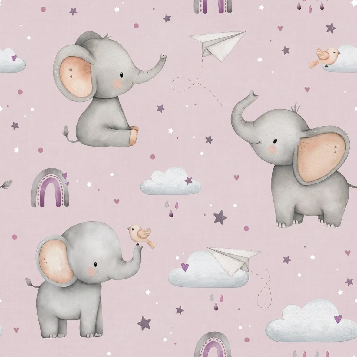 Elephants on pink