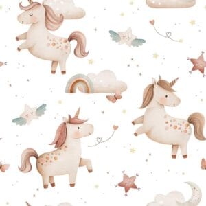 Unicorns on white