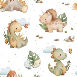 Dinosaurs on white