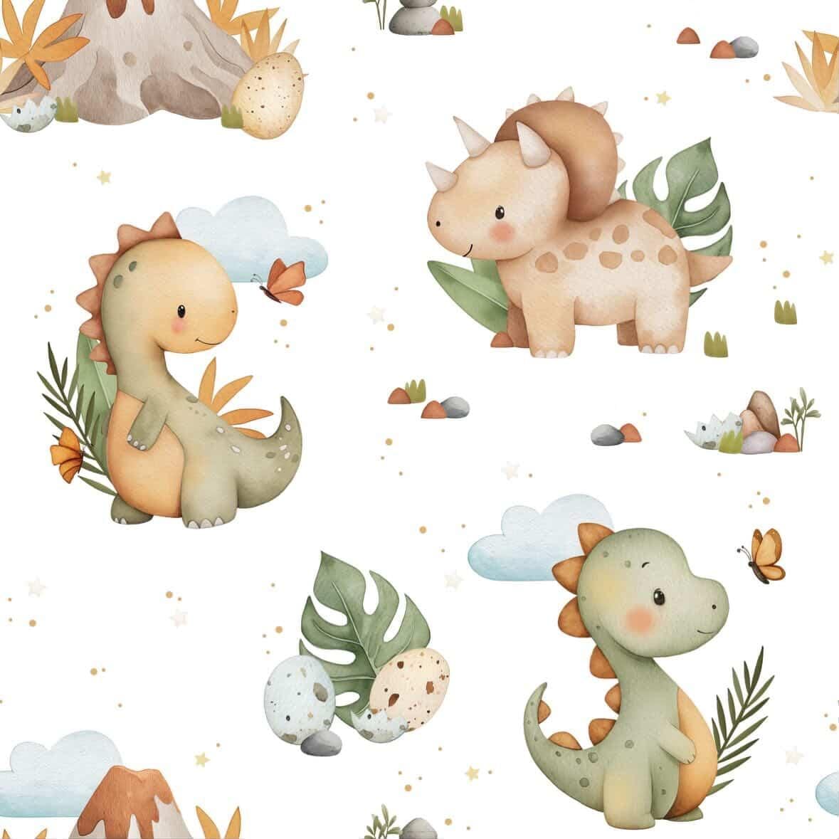 Dinosaurs on white