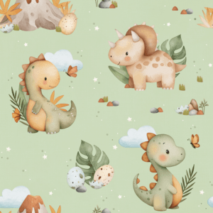 Dinosaurs on green Grafica Esclusiva